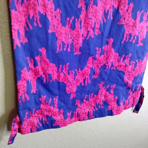 Lilly Pulitzer Girls Size 10 Windsor Giraffe Print Pink Blue Dress Whimsical - Picture 3 of 6